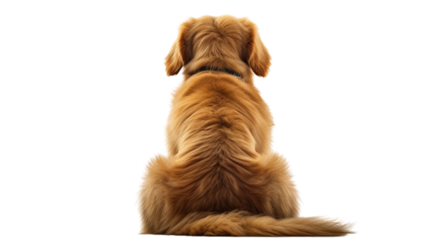 sitting dog back view isolated on transparent background cutout