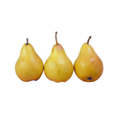 Three pears arranged in a line on a Transparent Background
