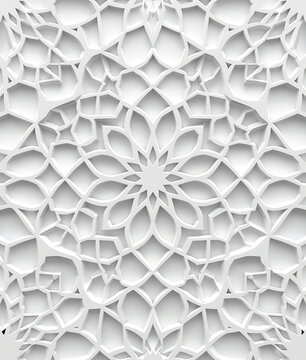 Abstract 3d white islamic pattern AI-generated Image