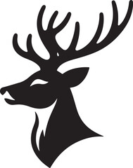 isolated black silhouette of a deer head collection, Set of deer silhouette vector. Deer Silhouette, Deer Head