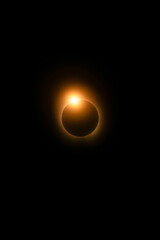 The diamond ring phenomenon moments before totality in the total solar eclipse of 2024. Seen from...