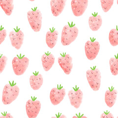 Seamless pattern with strawberries. Watercolor - 782143196