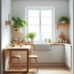 Beautiful kitchen interior. Interior design mockup. Ai Generative 