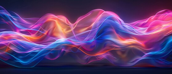 Abstract energy waves flowing in vibrant hues of blue, pink, and purple, perfect for dynamic backgrounds. - obrazy, fototapety, plakaty