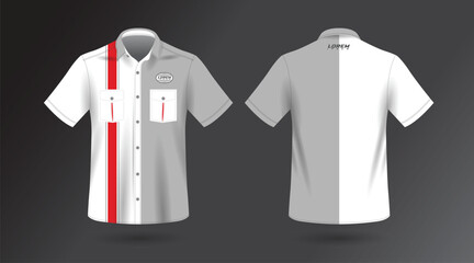 short sleeve work shirt design vector mockup template