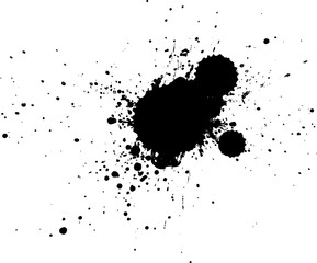 black ink splash splatter on white background