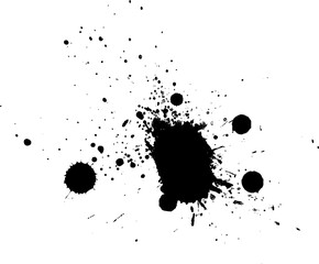 black ink brush painting splash splatter grunge graphic element vector