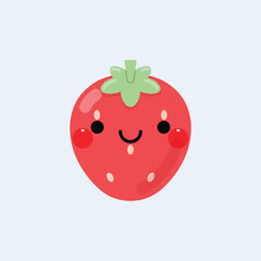 Cute happy smiling strawberry character icon. Vector illustration.