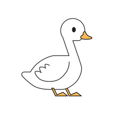 Cute duck isolated on white background. Vector illustration.