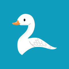 Duck design symbol isolated on blue background. Vector illustration.