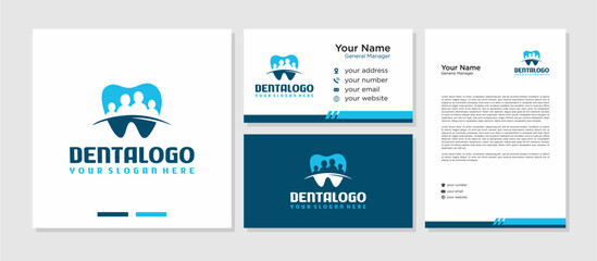 Dental Clinic Modern Logo Vector , Medical Dental Vector Logo Element , with Business Card and Letterhead