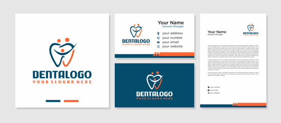 Fototapeta na wymiar Dental Clinic Modern Logo Vector , Medical Dental Vector Logo Element , with Business Card and Letterhead