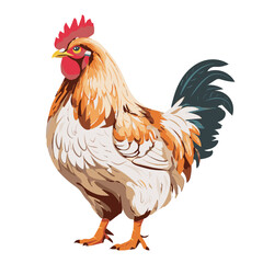 A vector depiction of the vibrant Cock, chicken, or hen, expertly crafted with Adobe Illustrator. Add lively poultry charm to your designs with customizable realism. Perfect for diverse projects.