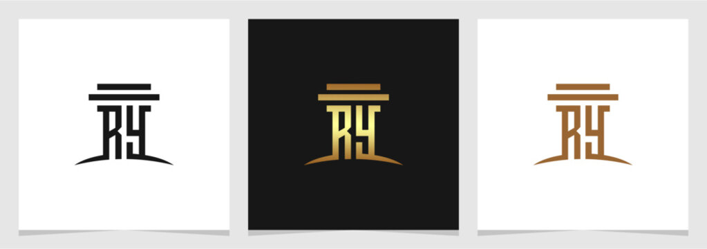 Initial RY Pillar Law Vector Logo Element , Modern Letter Vector Logo