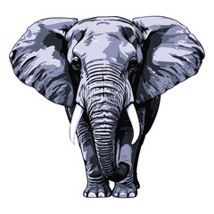 A vector rendition of the majestic elephant, meticulously crafted with Adobe Illustrator. Add the grandeur of nature to your designs with customizable realism