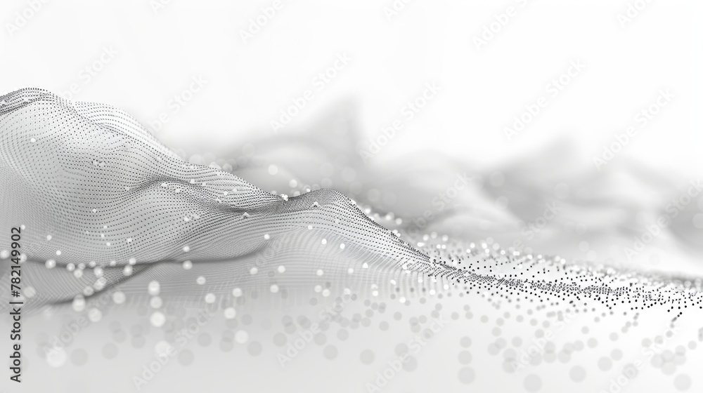 Aufkleber Polygonal white and gray tech network on a background of dots and lines with connect technology. 3D render.