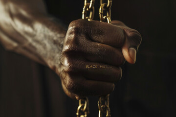 Black History Month banner - hand with chain. Black history month African American history celebration.