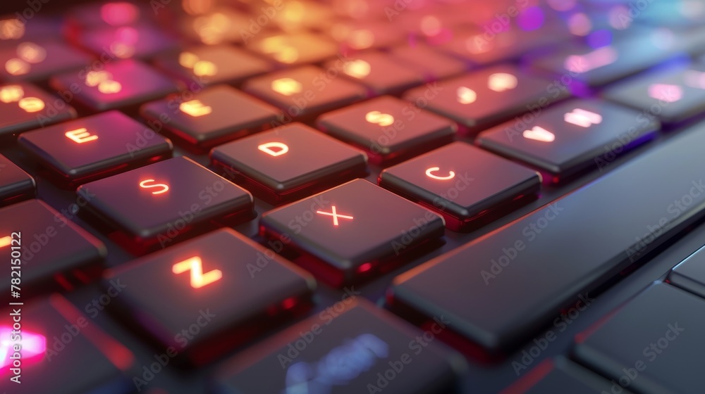 Poster Minimal web search concept with cartoon-style keyboard and search bar. 3D render.