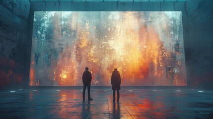 giant blank white screen on the wall of a modern architecture interior