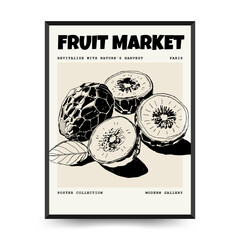 Abstract fruits posters template. Modern trendy Matisse minimal style. Exotic Healthy Food. Hand drawn design for wallpaper, wall decor, print, postcard, cover, template, banner.
