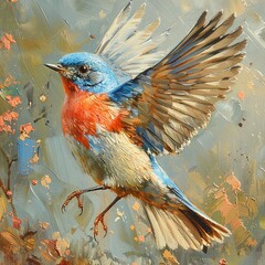 Flying bluebird, a splash of sky color on a spring day