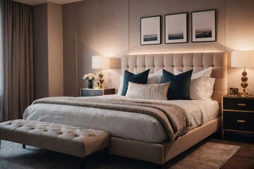 Beautiful bedroom interior with a warm and comfortable feeling.