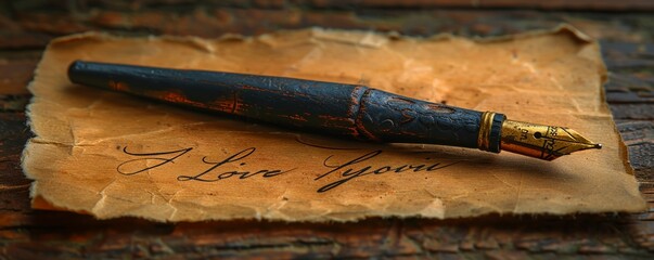 'I love you' in cursive, an intimate handwritten note - obrazy, fototapety, plakaty