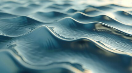 3d rendering of abstract wavy metallic surface. Creative background design for poster, Smooth elegant blue silk or satin texture can use as background