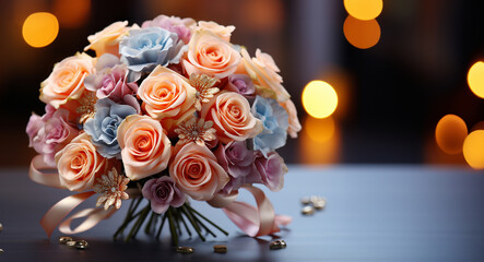 Beautiful flowers bouquet and bokeh background.