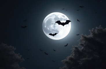 Halloween night with creepy bats, Halloween background.