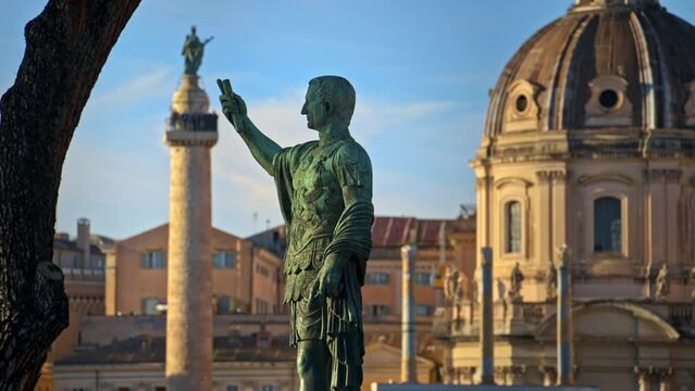 Statue of Trajan, Statua di Traiano, Via dei Fori Imperiali in Rome, Italy