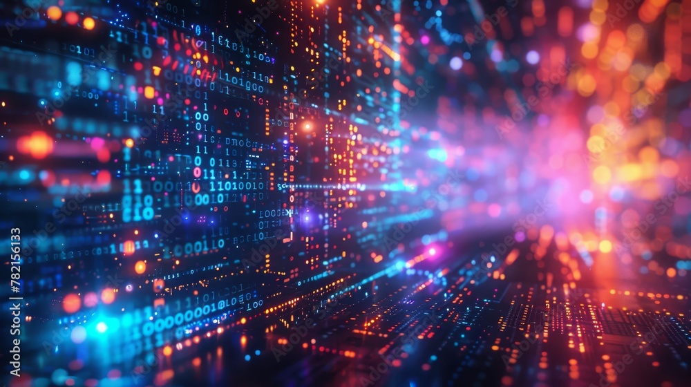 Aufkleber Data visualization concept. Algorithms for machine learning. Analysis of information using technology data and binary code network illustrating connectivity, complexity, and data flood in our digital