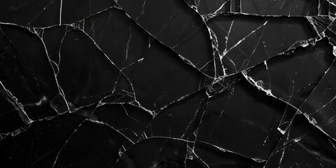 Abstract Cracked Black Marble Texture Background - obrazy, fototapety, plakaty