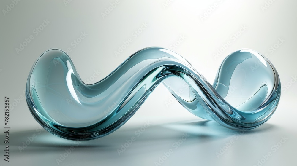 Poster Design element in 3D glass streamline, abstract wave in pipe shape, 3D rendering