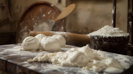 The birth of mozzarella cheese in a rustic creamery, a testament to culinary art