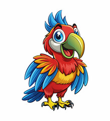 Fototapeta premium A Cartoon Style Colorful Happy Macaw. Best for Story Book and T-Shirt Design