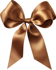 brown ribbon bow isolated on white or transparent background,transparency 