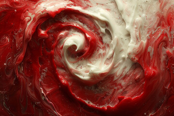 Mesmerizing Red and White Swirl Abstract Art