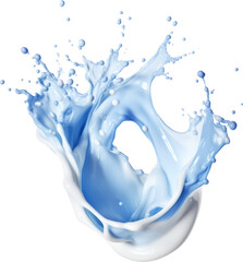 white and blue milk cream splashing isolated on white or transparent background,transparency 