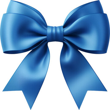 blue ribbon bow isolated on white or transparent background,transprency 