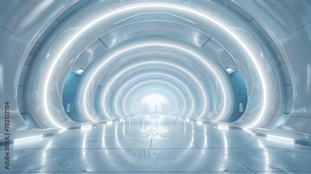 Canvas Prints The interior of a futuristic stage is empty. Modern sci-fi hi-tech background. 3D rendering.