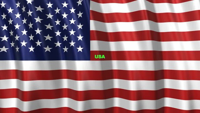 USA Text Zoom in and out on Flag Waving