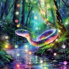虹色の蛇 - obrazy, fototapety, plakaty