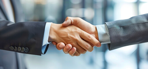 Professional Business Handshake on Corporate Background