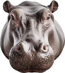 hippo head isolated on white or transparent background,transparency - obrazy, fototapety, plakaty