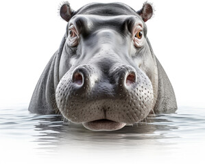 hippo head isolated on white or transparent background,transparency