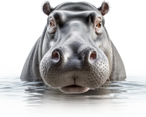 hippo head isolated on white or transparent background,transparency