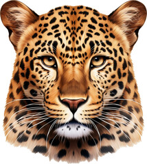 leopard head part,wild animal on white or transparent background,transparency