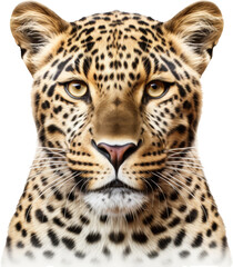 leopard head part,wild animal on white or transparent background,transparency