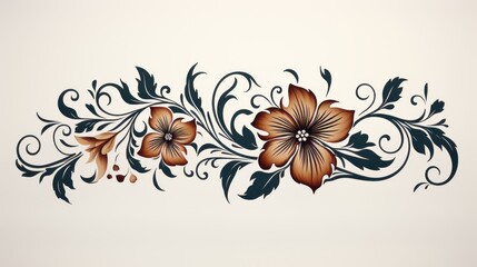 Decorative Floral Design on White Background